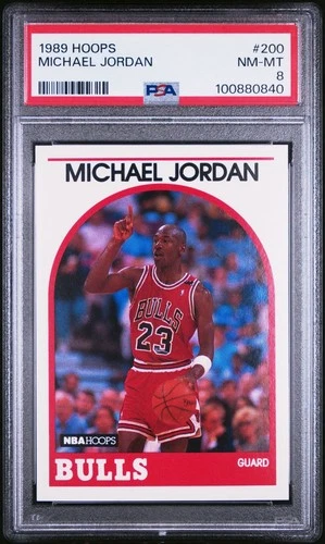 Michael Jordan 1989-90 NBA Hoops Basketball Card  # 200  PSA 8 NM-MT