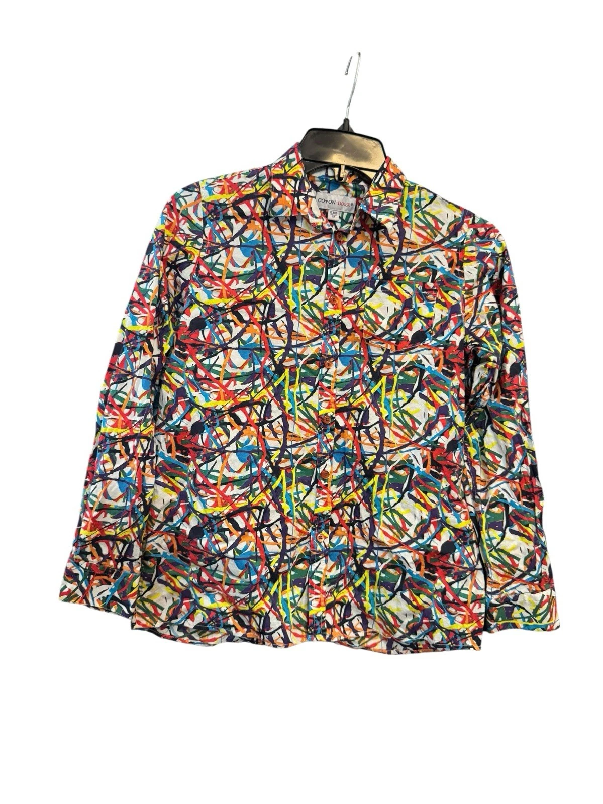 Cotton Doux Paint Splatter Long Sleeve Button Down Shirt Youth Size 12
