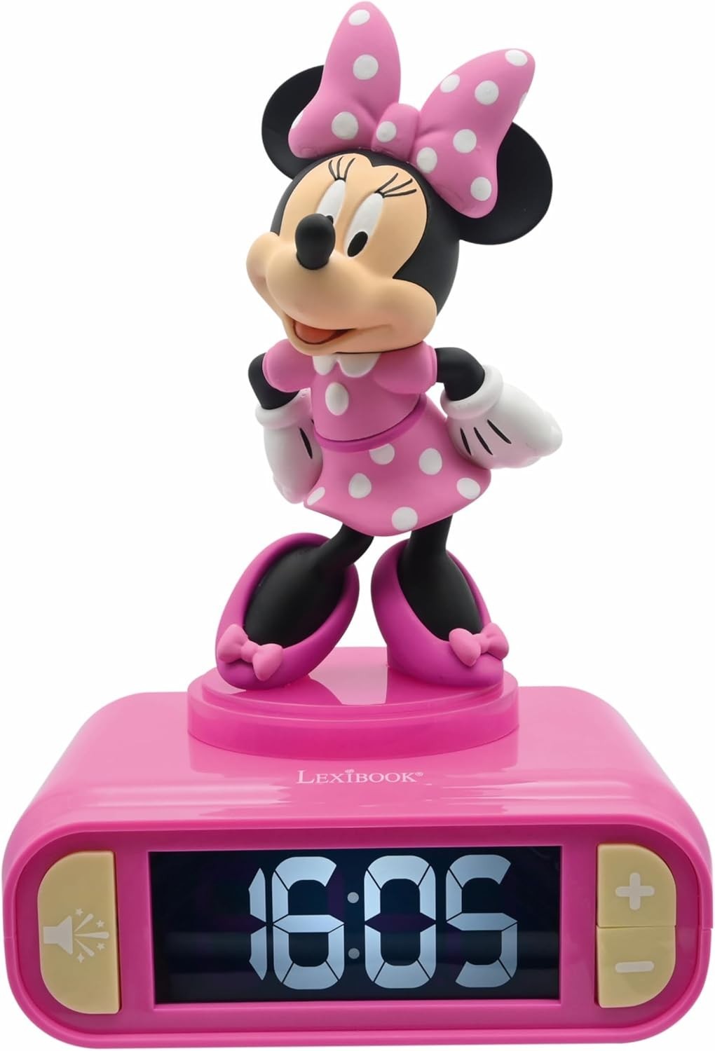 Lexibook RL800MN Disney Minnie Mouse Kids Alarm Clock Pink Digital Clock with Ni