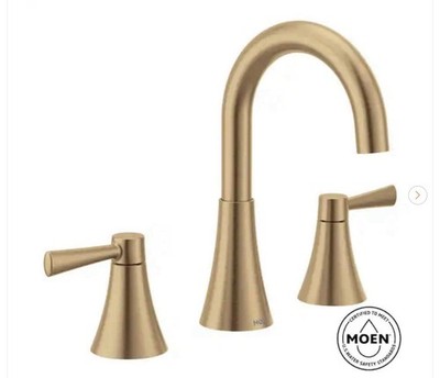 Scratch! Moen 84023BZG Ronan Wide Bathroom Faucet w Valve & Drain - Bronzed Gold