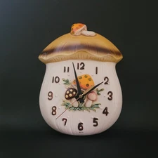 Vintage 1976 Sears Roebuck Merry Mushroom Ceramic Kitchen Wall Clock PARTS ONLY