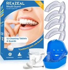 Mouth Guard for Grinding Teeth at Night - Moldable Dental Guard with 12 Tablets