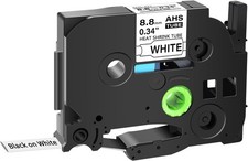 Black on White Heat-Shrink Tube Label Tape for Brother HSe-221 HSe221 8.8mm E500