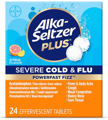 Alka-Seltzer Plus Severe Cold and Flu, Citrus Flavor - 24 Effervescent Tablets