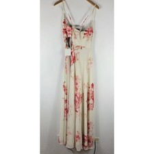 New Lulus Elegantly Inclined Chiffon Tie Waist Floral Maxi Wrap Dress Medium