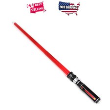 Expandable Red LED Light Up Saber Toy with FX Sound Roleplay for Kids Adults