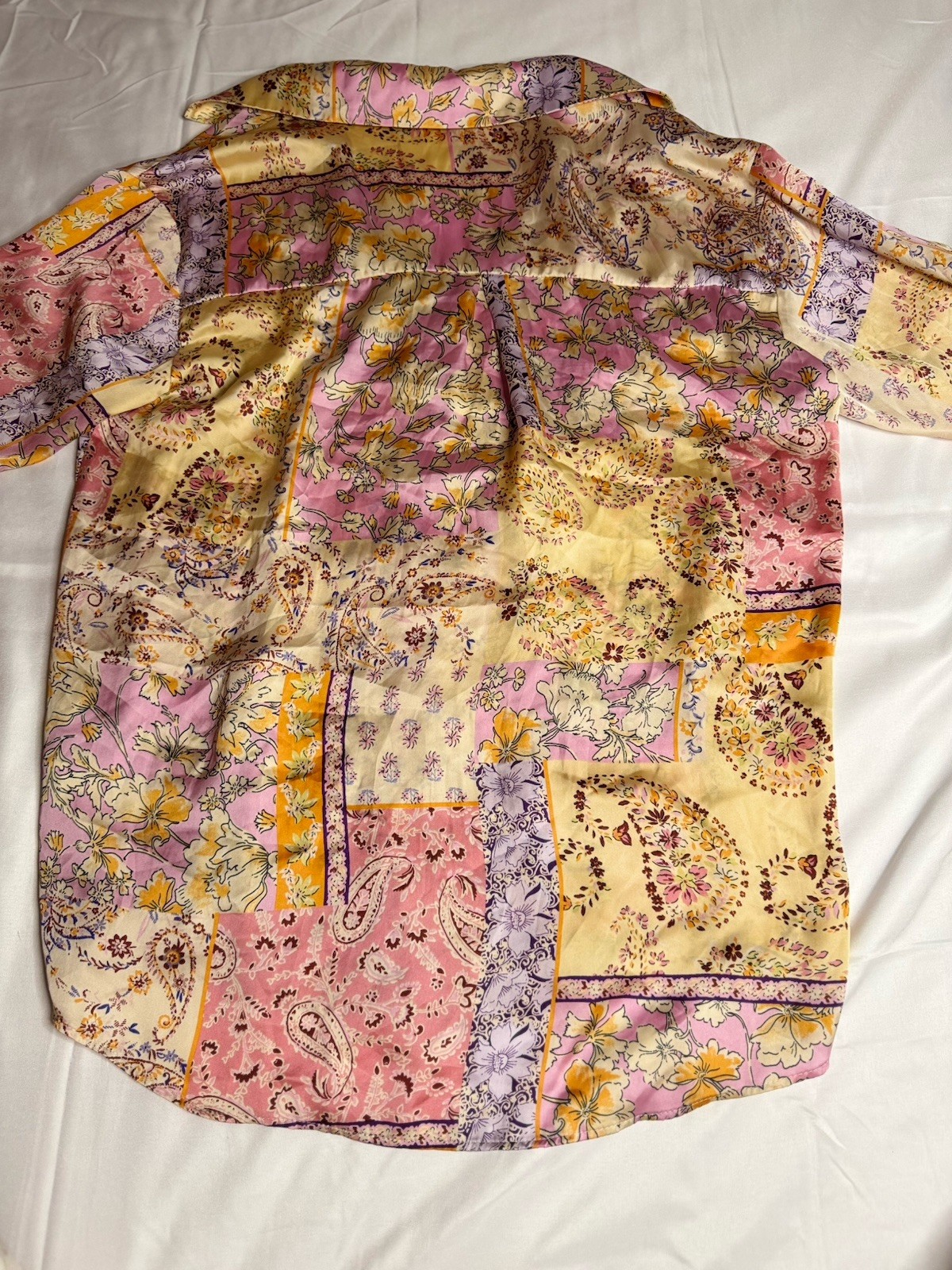 Zara Lightweight Button Down Patchwork Print Vibr… - image 7