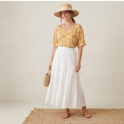 Cabi Thrive Blouse XL Mustard Yellow Floral V-Neck Chiffon Boho Dolman Top 3598