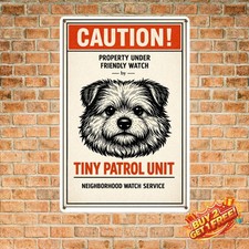Beware Area Patrolled by Long-Haired Chihuahua Metal Tin Sign