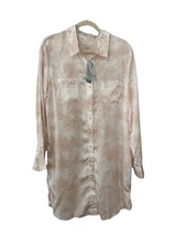 Guess Light Pink Peach Collared Shirt Dress Tie Dye Midi sz XL Tunic