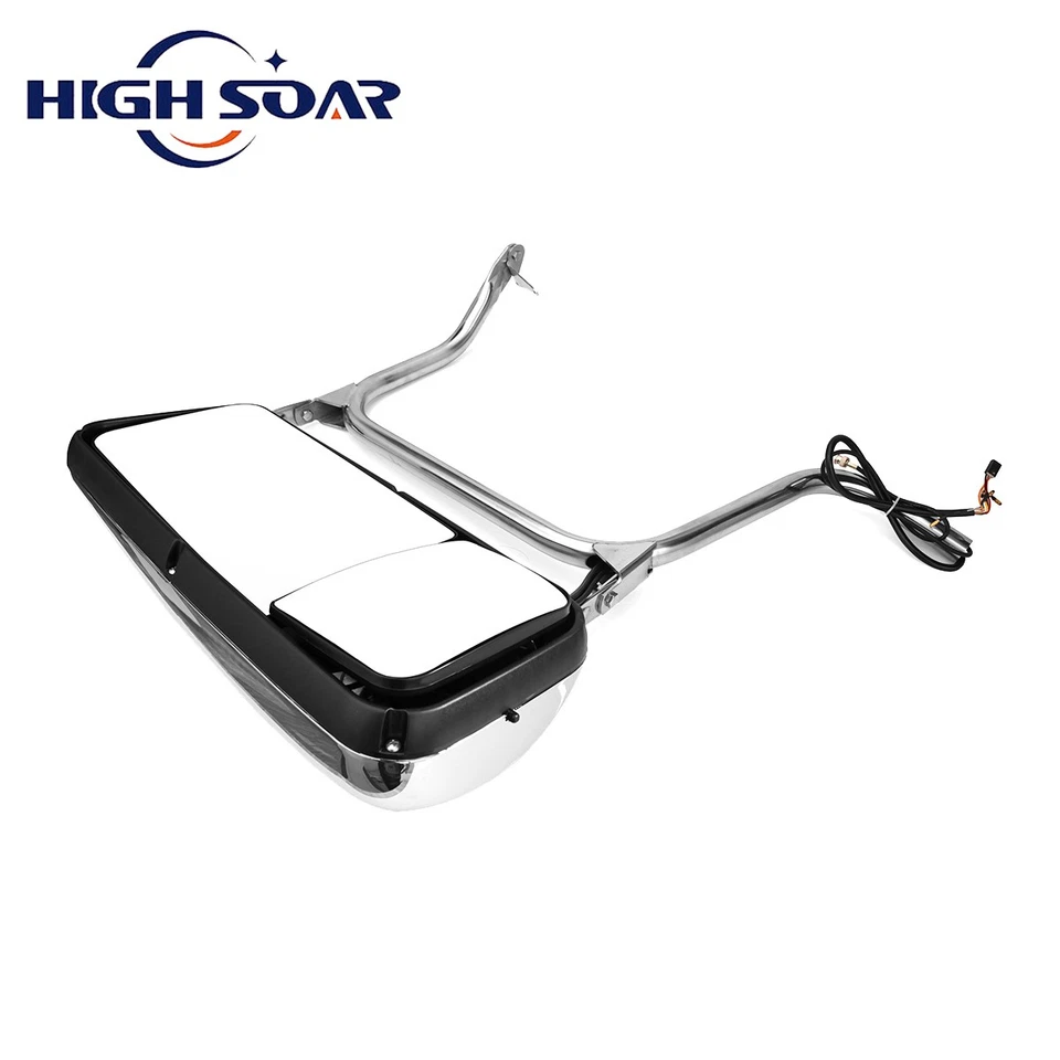 Conjunto de espejo retrovisor de puerta cromado eléctrico térmico para Peterbilt 386 388 389 lado del conductor Foto 3 de 4