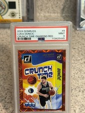 Panini Donruss 2024 Luka Dončić Crunch Time Diamond Red #8 Serial PSA 9 Card