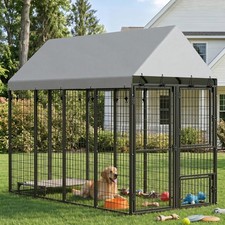 PawHut Large Dog Kennel Outdoor with Roof, 3 Doors, 8' x 4' x 6'