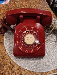 Vintage RED Retro Bell South Rotary Phone.. final time.. bid now before its gone