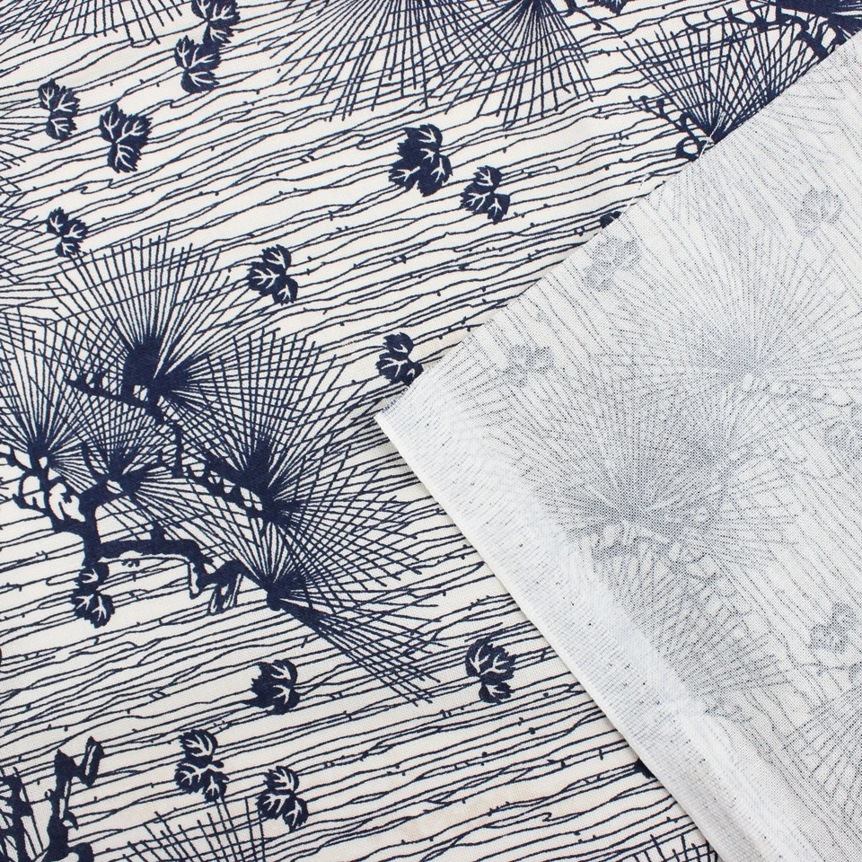 红色公鸡面料Katagami海军蓝奶油色绗缝棉2码x45 — 第 4/4 张图片