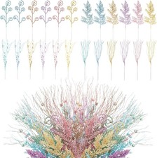 Pastel Christmas Tree Picks, Curly Berry Stems, Candy Decor Ornaments