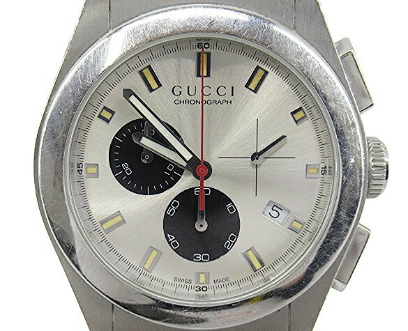 Vintage GUCCI Pantheon Chronograph Quartz Watch YA115236 Silver Dial
