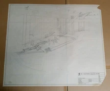 CBS Television Studio Original Pencil Set Performing Stage Design 1970's 