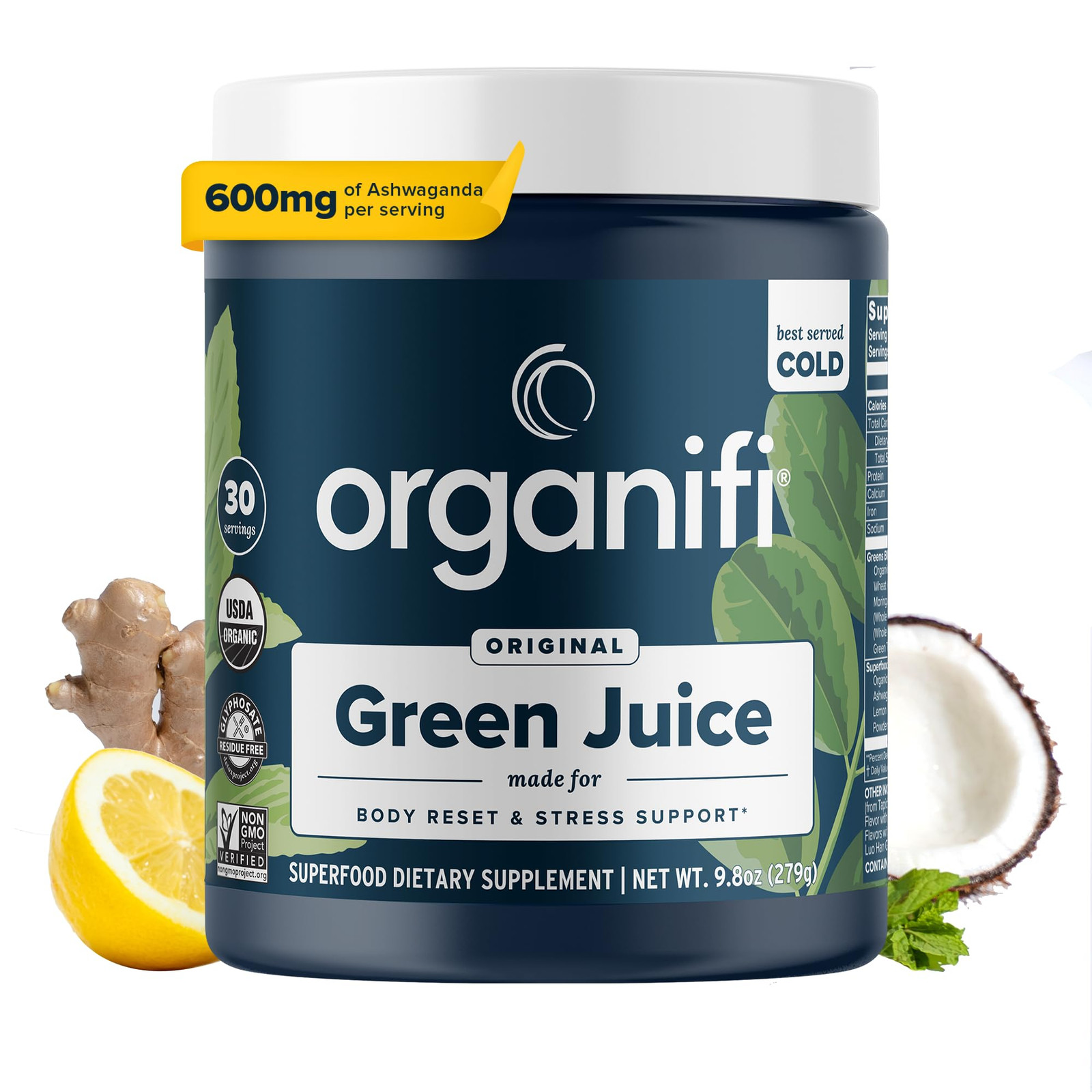 Green Juice - Powder Supplement with Organic Spirulina, Ashwagandha, and Chlo...