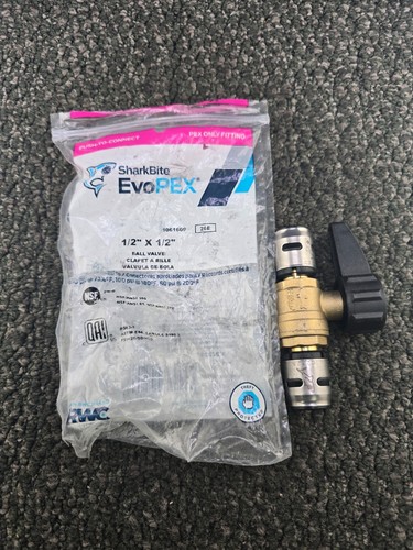 Sharkbite K22222Z: 1/2 Inch Evopex Ball Valve, Push to Connect Plumbing Fitting