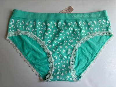 NWT Victorias Secret Hiphugger Seamless Panty Lace Cheetah Print Teal Size M