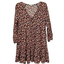 American Eagle Outfitters Black Floral V-Neck Midi Dress Women's Size S NWOT