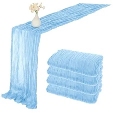 4 Pack Cheesecloth Table Runner, 10ft Boho Gauze Tables Runners Cheese Blue