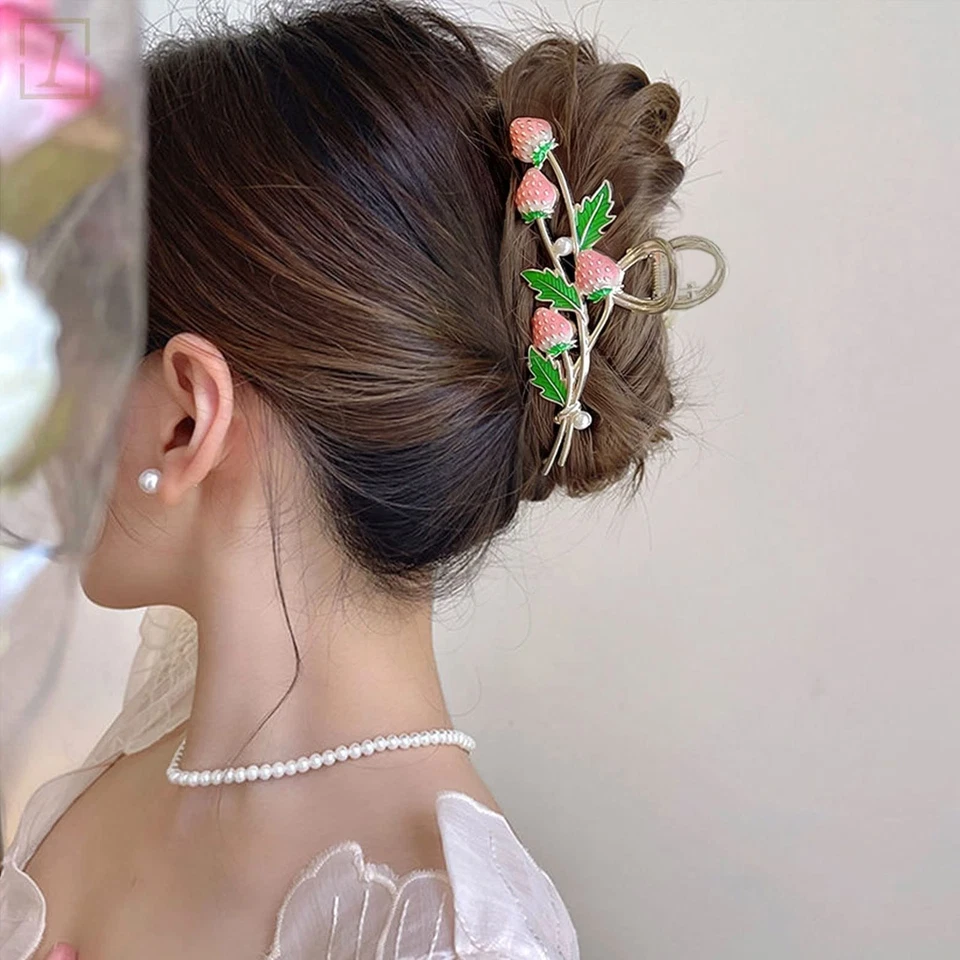 Заколка для волос 2 шт. милая клубничная металлическая заколка для волос крепкая нескользящая заколка для волос челюсти - Изображение 4 из 4