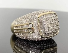 10K YELLOW GOLD 4.50 CARAT MENS REAL DIAMOND ENGAGEMENT WEDDING PINKY RING BAND