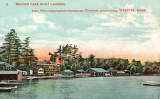 Beacon Park Boat Landing Webster Mass. Vintage Postcard