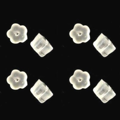 200 Stück Klar Weich Kunststoff Blumenform Ohrring Stopper Earnuts