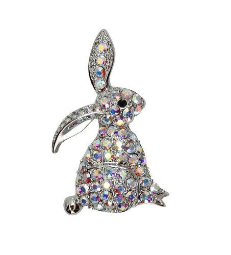 Faship Gorgeous Rhinestone Crystal Bunny Rabbit Pin Brooch for Easter ...