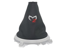 SCHALTMENSCHETTE FÜR MAZDA 2 2009-2014 SCHALTSACK LEDER STICKEREI NAHT ROT