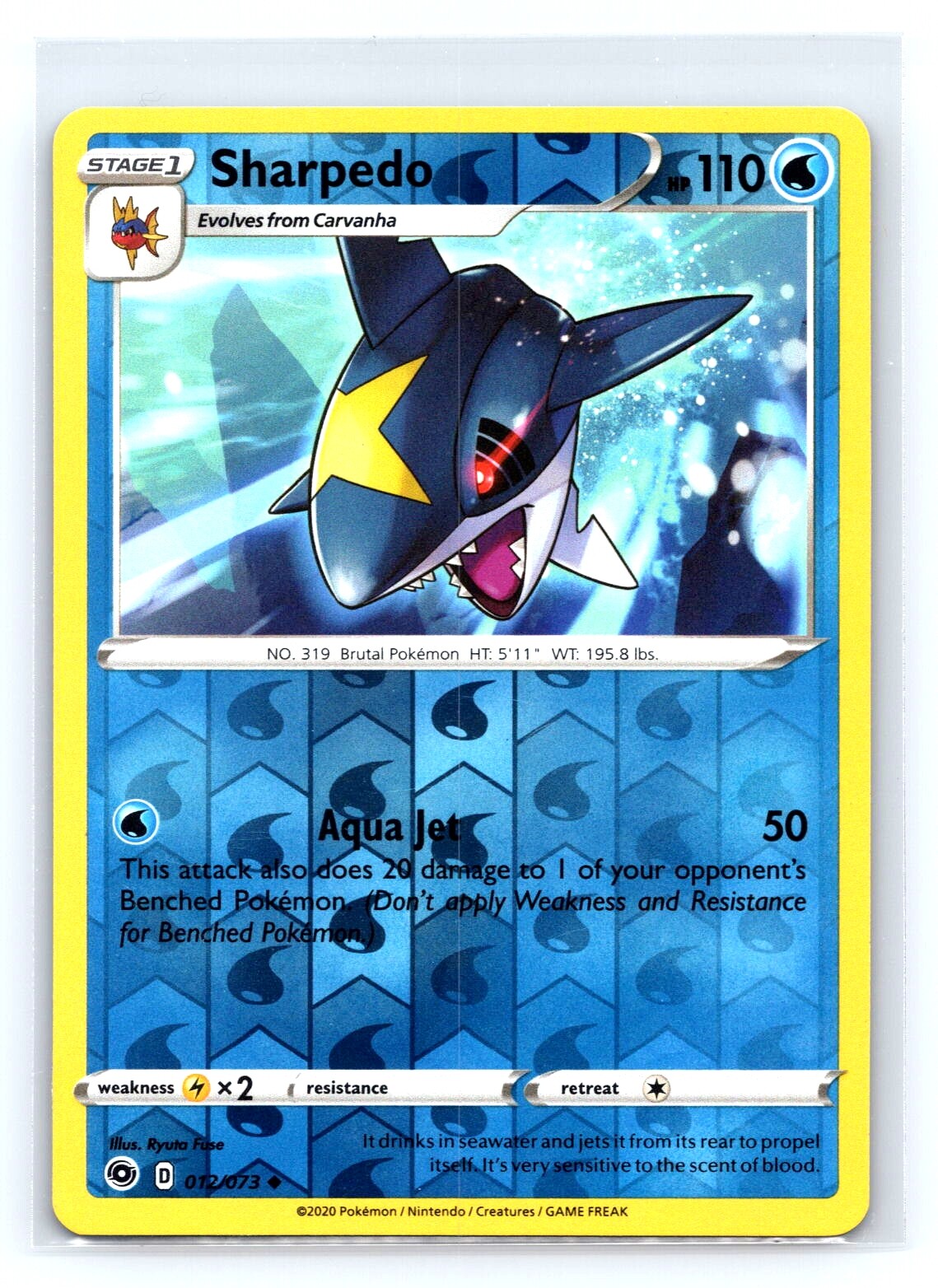 Pokemon Champion's Path #12/73 Sharpedo Uncommon Reverse Holo tcg