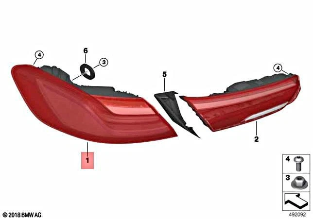 Genuine BMW G14 G15 840dX M850iX Rear light side panel LED Left 