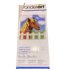 Wonderart Latch Hook Kit 12"X12" Pony 426134 Pillow Wall Hanging Tool Included