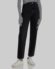  250 Frame Women's Black High And Tight Straight Leg Cotton Jean Pants Size 28