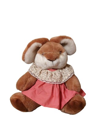 1990 Vintage Balloon Club Bunny Rabbit Plush Brown Stuffed Animal 11'' Sitting