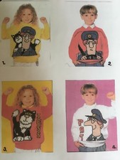 Postman Pat Jumper knitting pattern 4 Different Designs Vintage Laminated