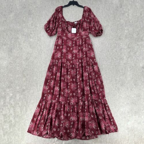 NWT Altard State Off Shoulder Deanna Maxi Dress XXL Red Floral Chiffon Cottage