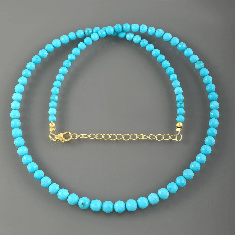 Collar de cadena con cuentas redondas turquesa natural Arizona hecho a mano 18" para damas Foto 2 de 4