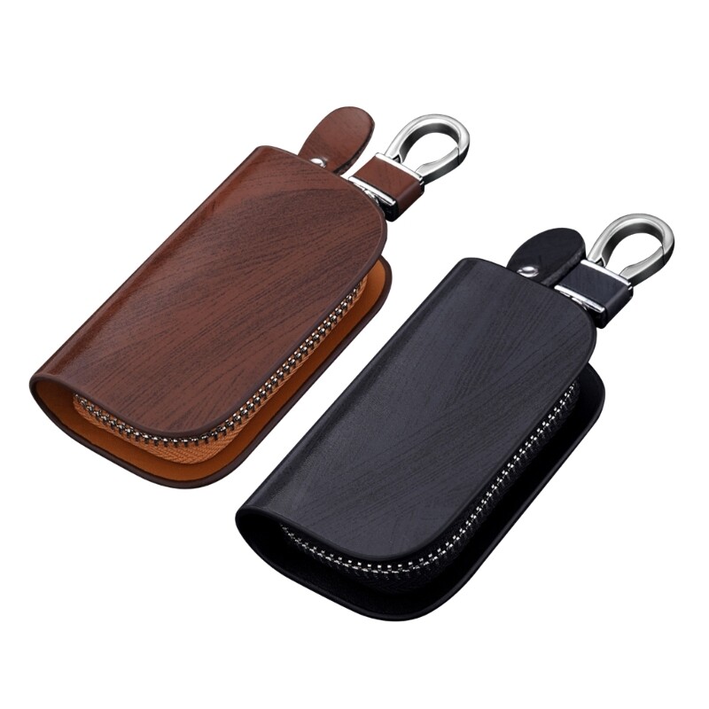 Remote Key Leather Case Cover Bag Holder Car Keyring Chain