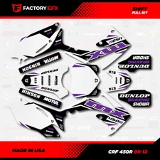 White & Purple Shift Racing Graphics kit fits Honda Crf450 09-12 Crf 450 Decal