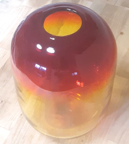 Excellent Blenko 12" Amberina Art Blown Glass Tangerine Mid Century Pill Vase