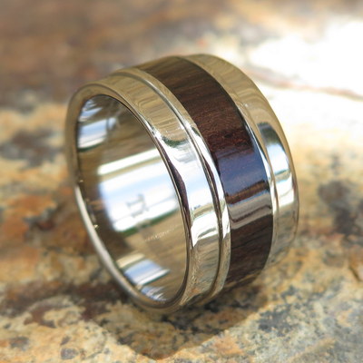 Hawaii Hawaiian Jewelry Rosewood Titanium Wedding Ring Band 12mm #TRI-1006-12
