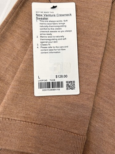 NWT$128 LULULEMON New Venture Crewneck Sweater - THCB - Size L - Picture 7 of 9