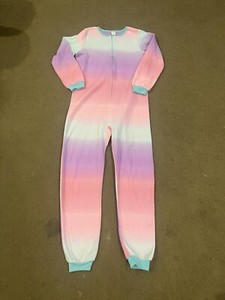 One-Piece fleece Jammies -Youth Large-14 Sleep ware PJ- Arizona Brand-Pink-Cozy