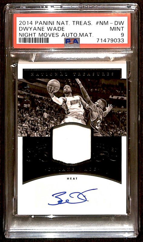 2014-15 National Treasures Night Moves Patch Auto 23/25 Dwyane Wade PSA 9 BB2
