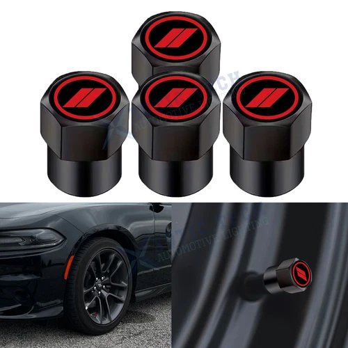 Red Aluminum Tire Valve Stem Caps For Dodge Challenger Charger Durango Avenger