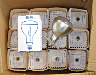 12 Philips 120W REFLECTOR FLOOD LIGHT BULB LAMP BR40 ELLIPTICAL ER40 USA VINTAGE